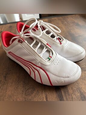 Ferrari Puma White Driving Sneakers with Red Accents purchased in Rome at Puma.
